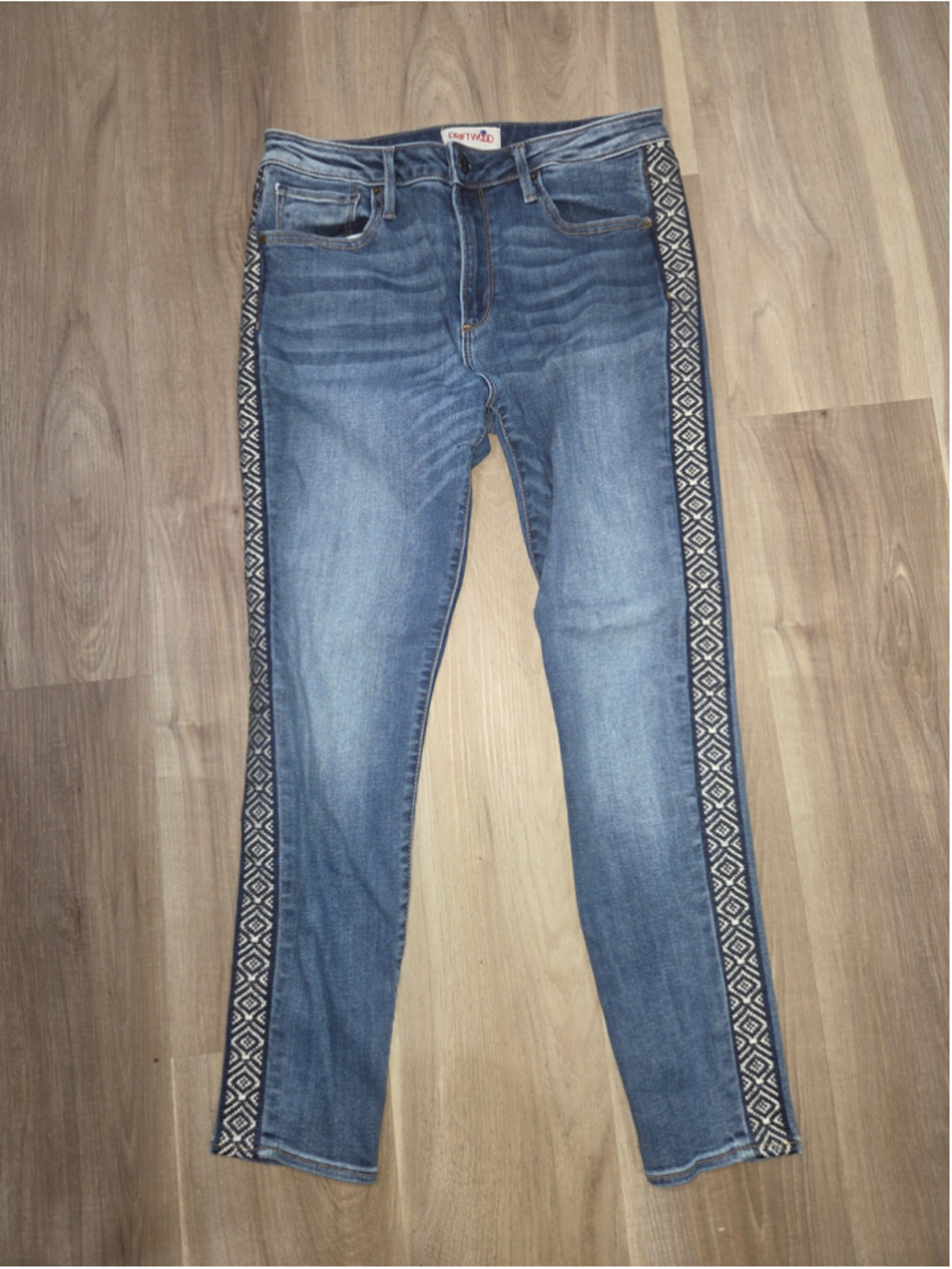 •Driftwood• Women's Jackie Skinny Jeans Size 29 Blue with Side Stripe